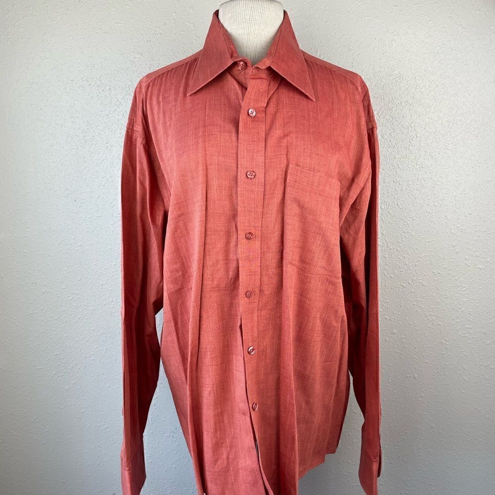 Linea Dome Chemise Burnt Orange Button Down Shirt Size XL EUC